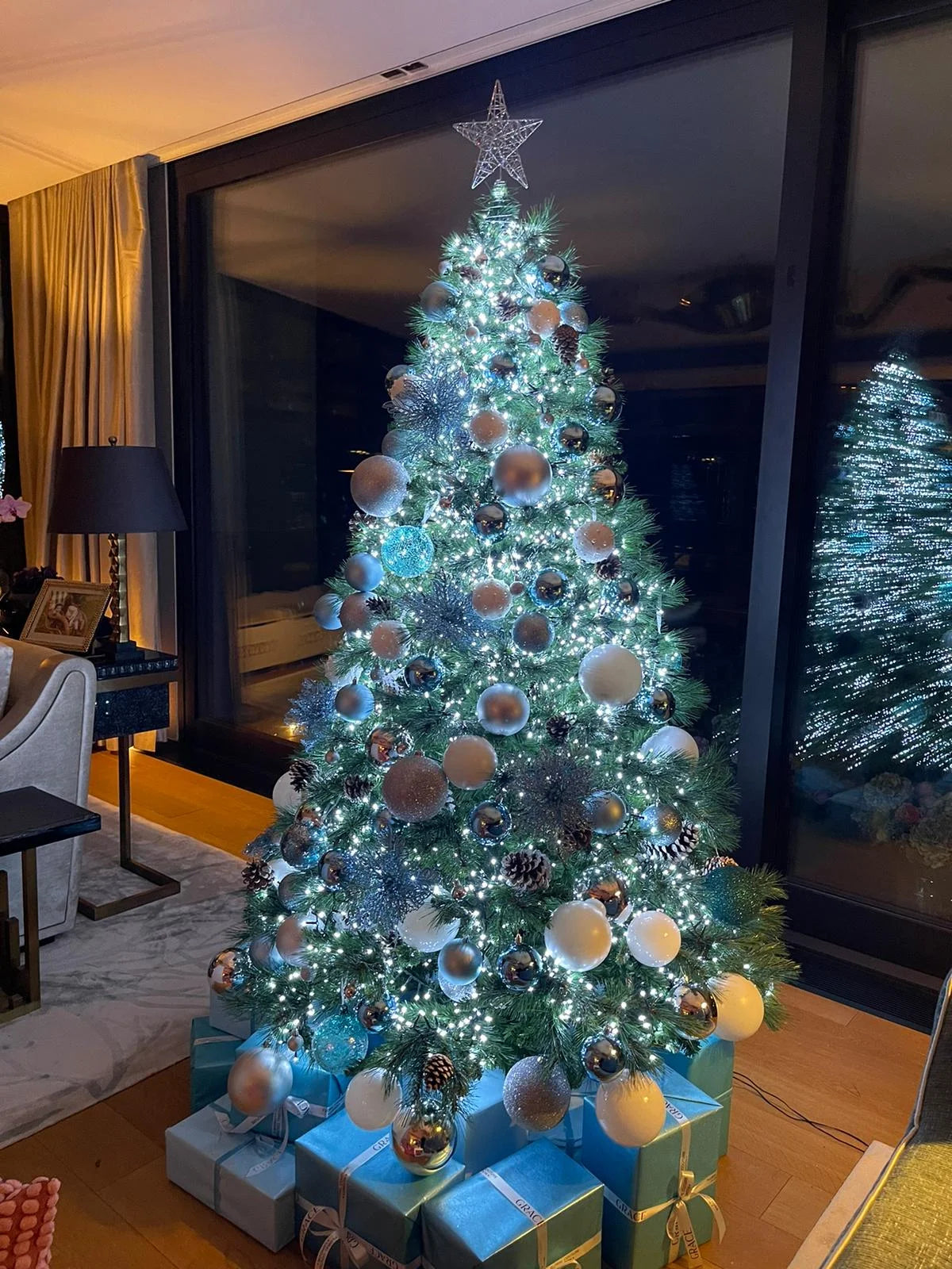 Blue Ice Christmas tree and wreath