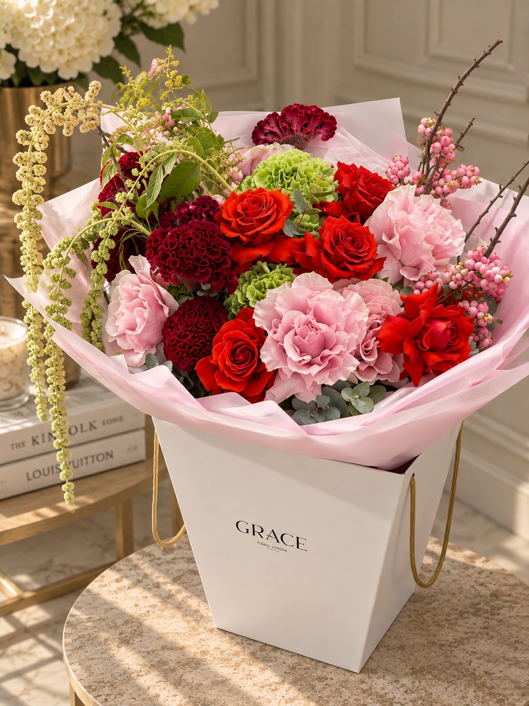Sailor mixed rose and hydrangea bouquet by Grace Floral London