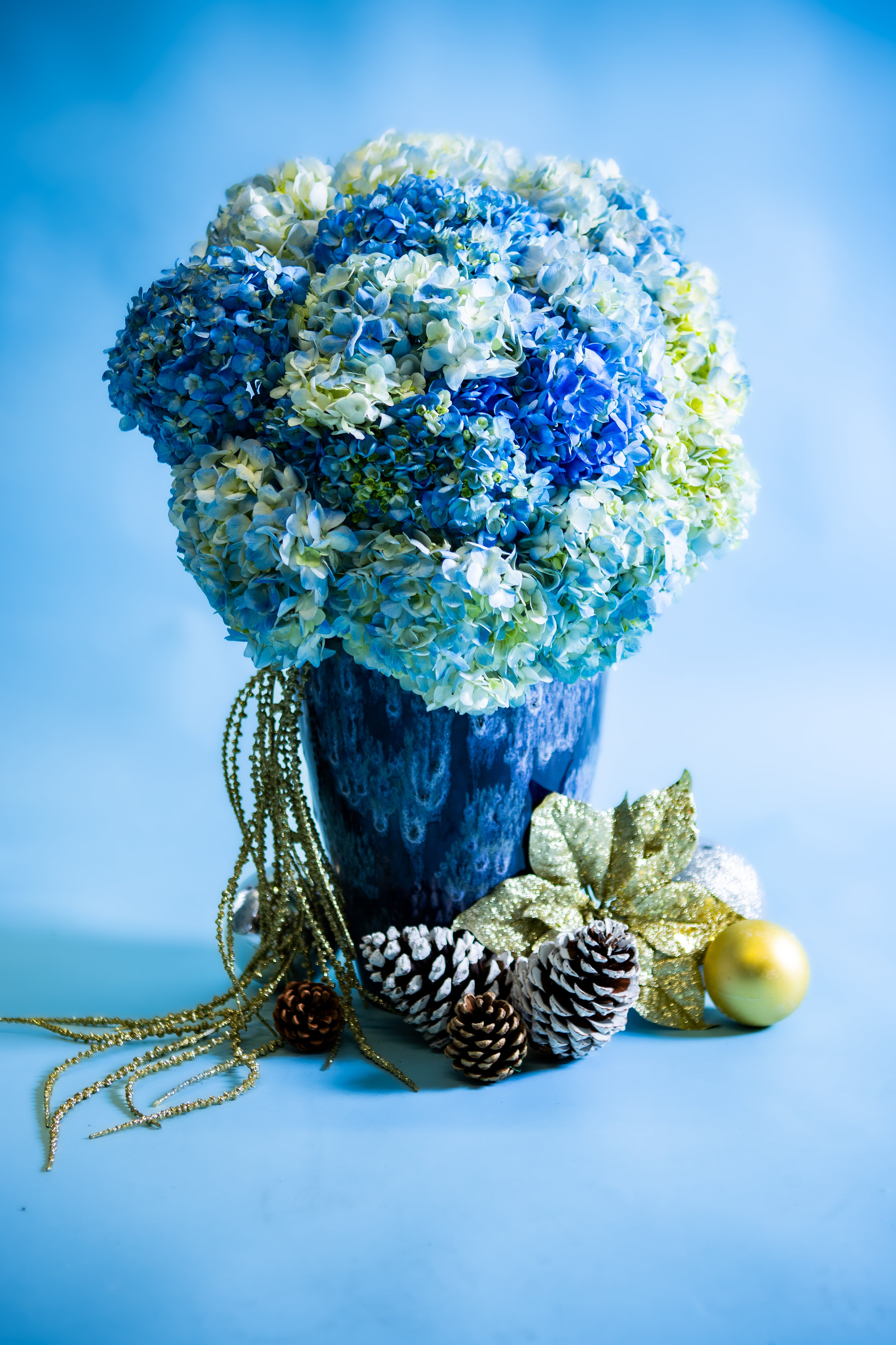 Blue vase for Christmas