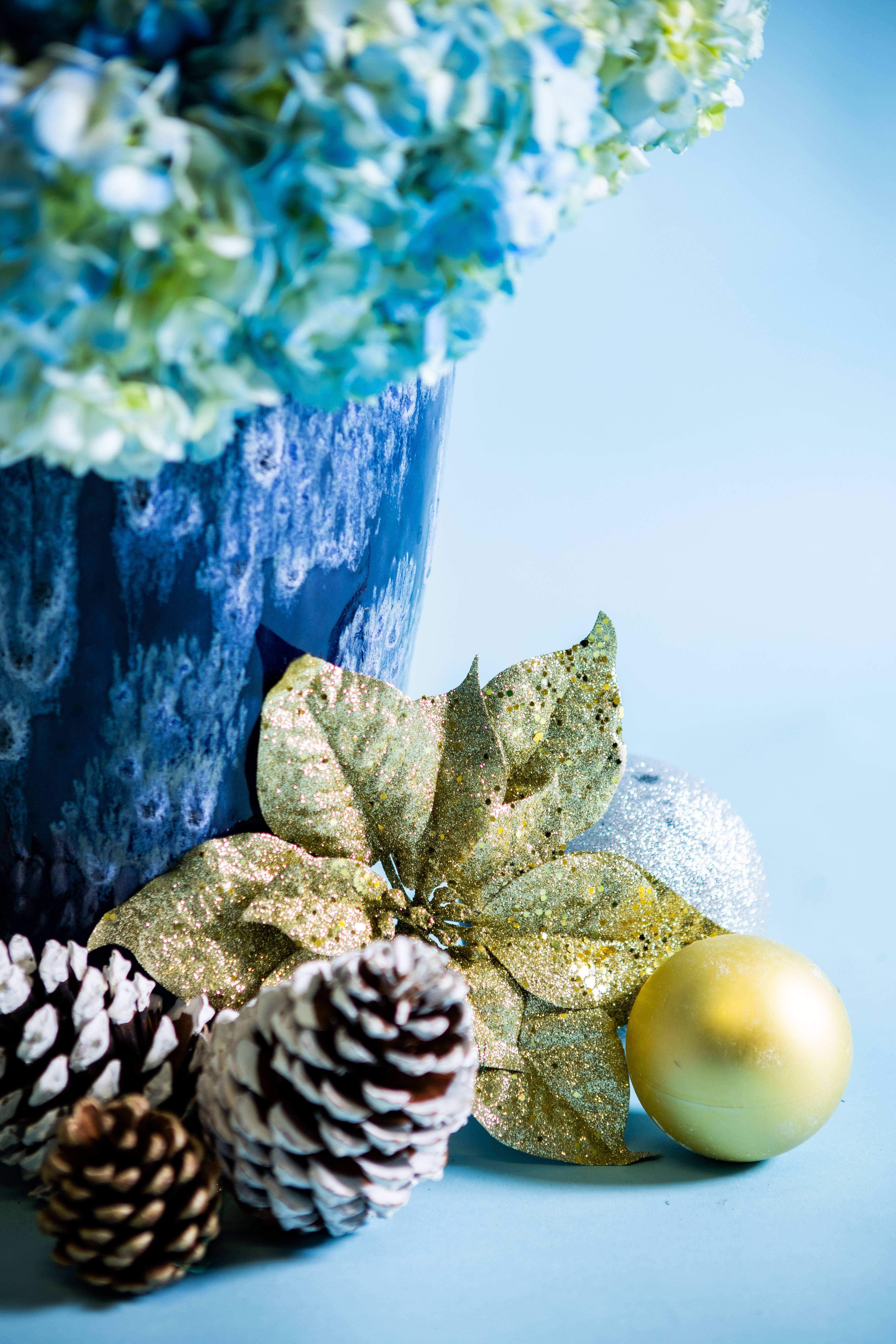 Blue vase for Christmas