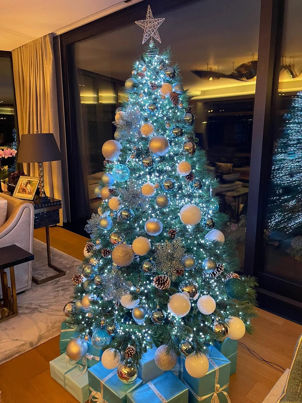 Blue Ice Christmas tree and wreath