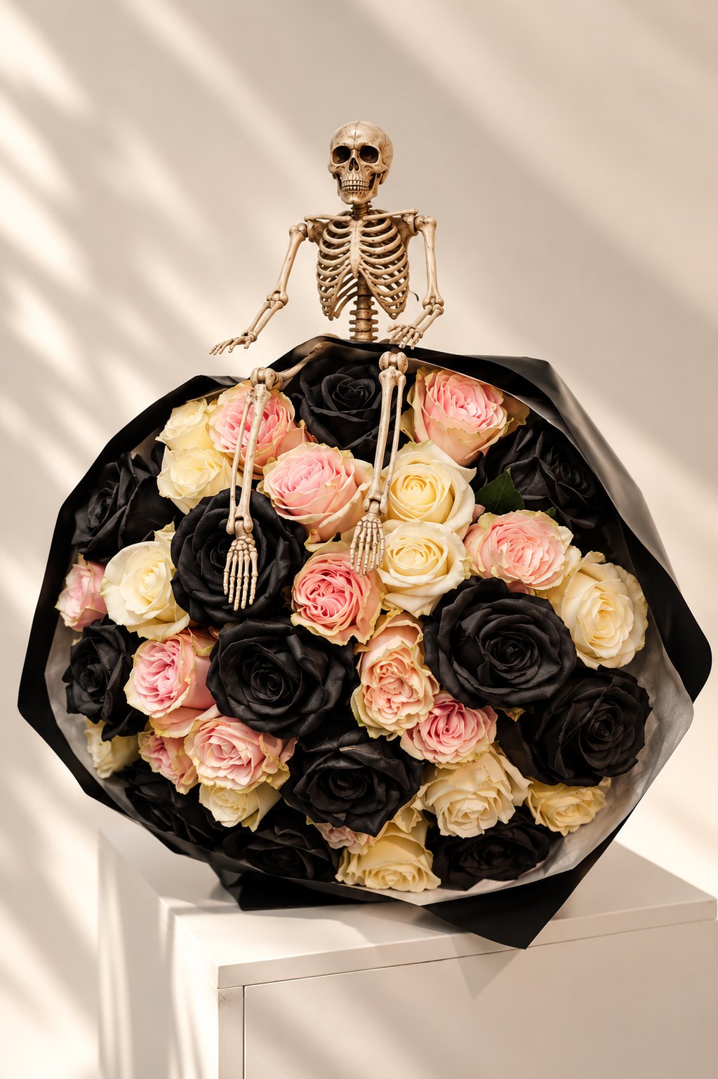 Pink and black spooky roses