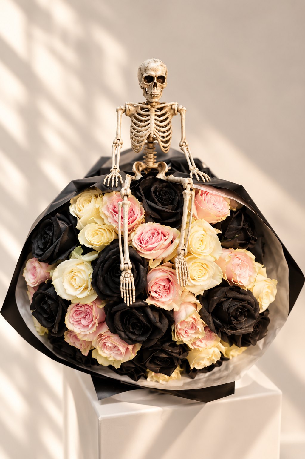 Pink and black spooky roses